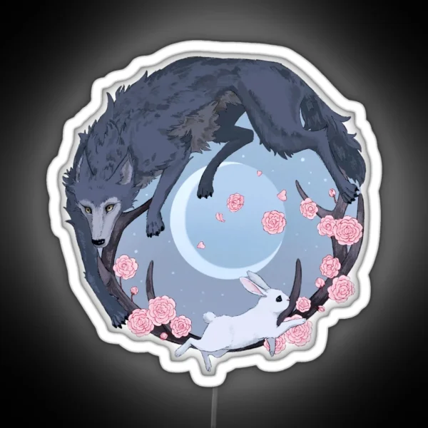 Rabbit And Wolf RGB Neon Sign