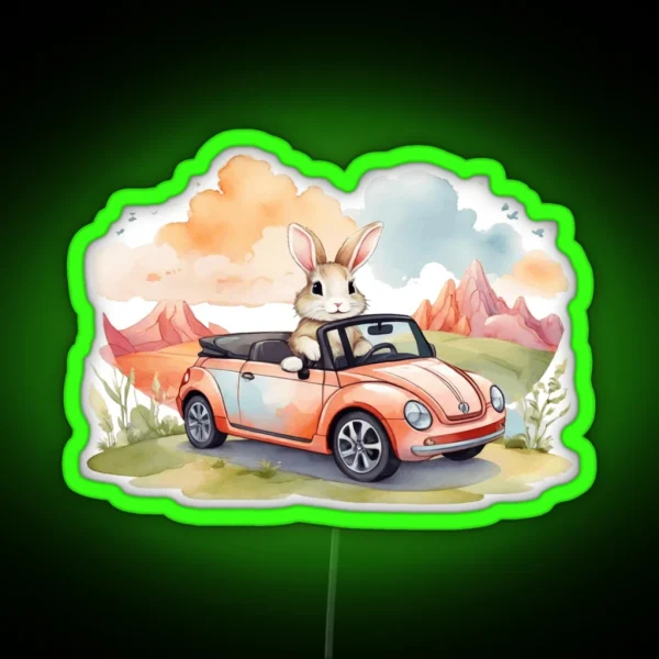 Rabbit At The Wheel RGB Neon Sign