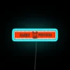 Rabbit Protocol Lobotomy Corporation neon sign with RGB blue glow