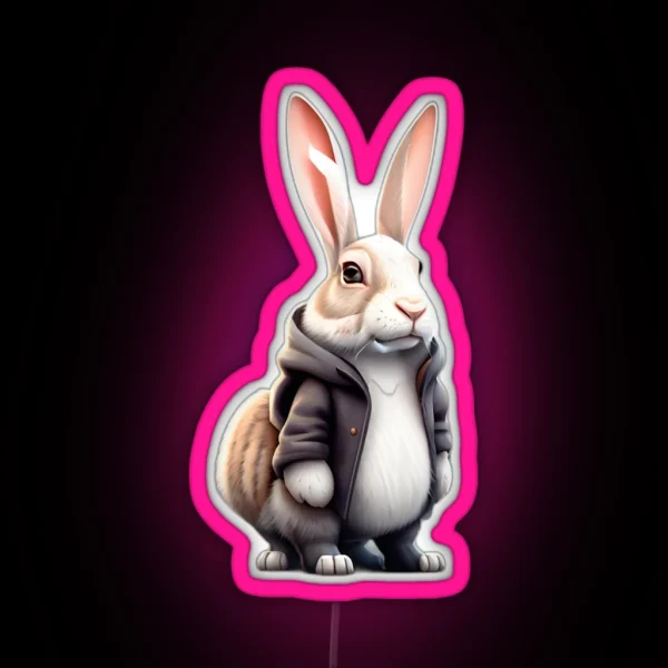 Rabbit With Big Ears RGB Neon Sign