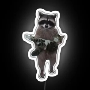 Raccoon Holding Cat RGB Neon Sign