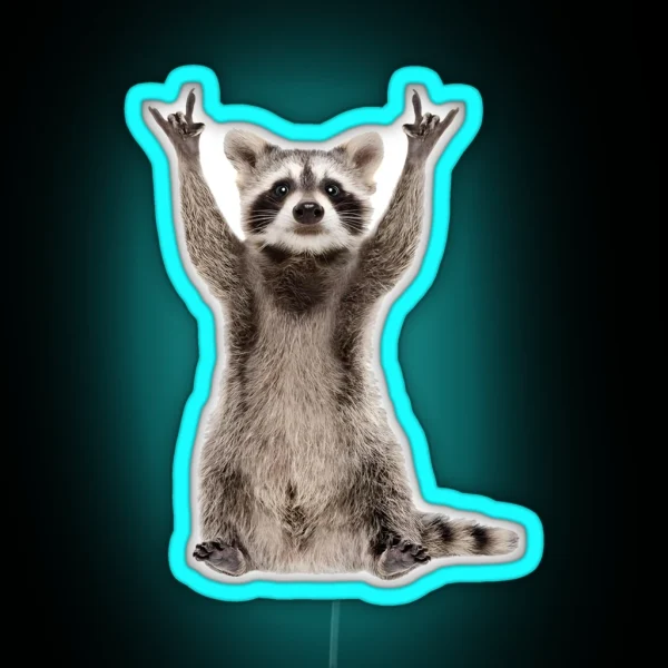 Raccoon Meme Rock And Roll RGB Neon Sign