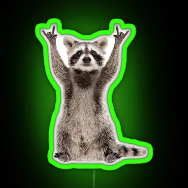 Raccoon Meme Rock And Roll RGB Neon Sign