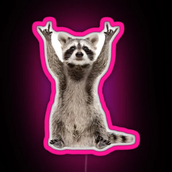 Raccoon Meme Rock And Roll RGB Neon Sign