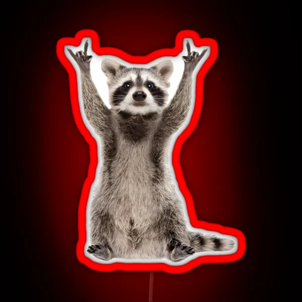 Raccoon Meme Rock And Roll RGB Neon Sign
