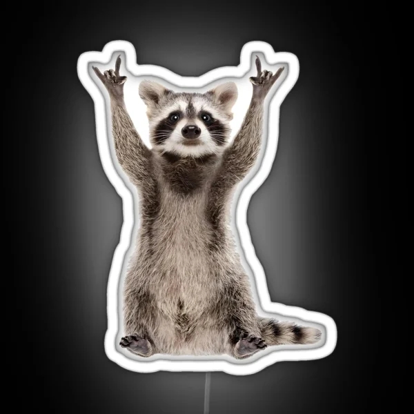 Raccoon Meme Rock And Roll RGB Neon Sign