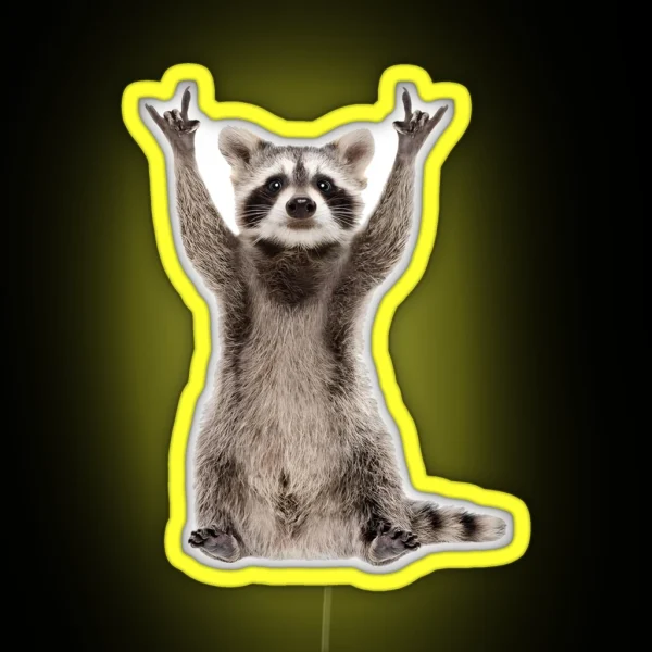 Raccoon Meme Rock And Roll RGB Neon Sign
