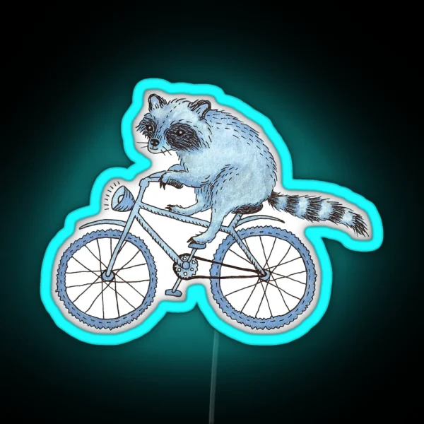 Raccoon On A Bicycle RGB Neon Sign