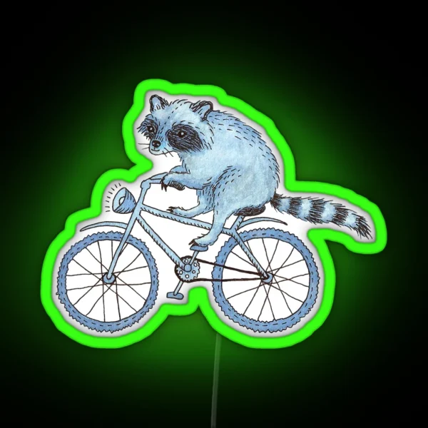 Raccoon On A Bicycle RGB Neon Sign