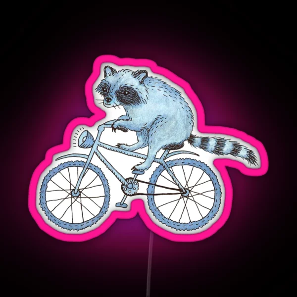 Raccoon On A Bicycle RGB Neon Sign