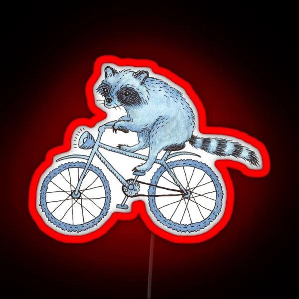Raccoon On A Bicycle RGB Neon Sign
