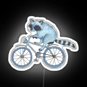 Raccoon On A Bicycle RGB Neon Sign