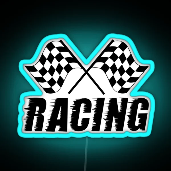 Racing Flags Checkered Flag Car Window Bumper Decal RGB Neon Sign