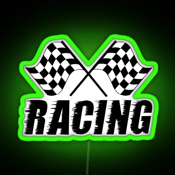 Racing Flags Checkered Flag Car Window Bumper Decal RGB Neon Sign