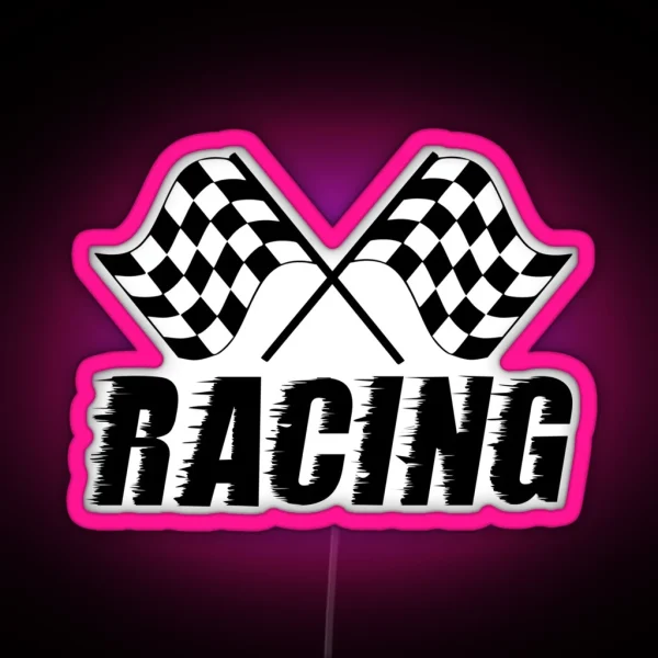 Racing Flags Checkered Flag Car Window Bumper Decal RGB Neon Sign