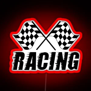 Racing Flags Checkered Flag Car Window Bumper Decal RGB Neon Sign