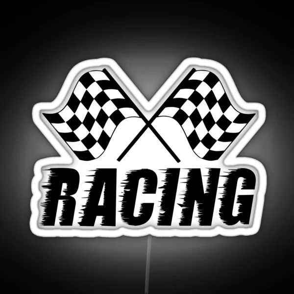 Racing Flags Checkered Flag Car Window Bumper Decal RGB Neon Sign