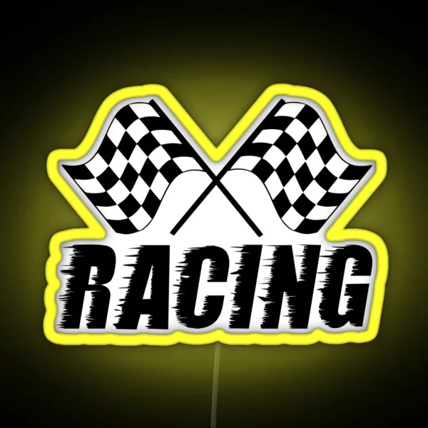 Racing Flags Checkered Flag Car Window Bumper Decal RGB Neon Sign