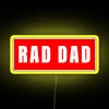 RGB Neon Sign Displaying 'Rad Dad' in Vibrant Yellow