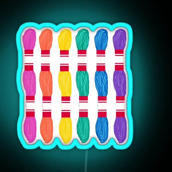 Rainbow Embroidery Floss Skeins RGB Neon Sign