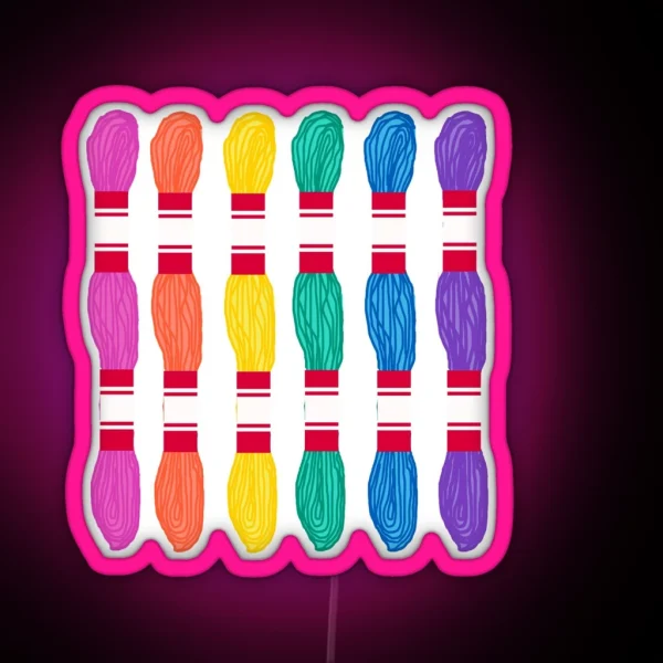 Rainbow Embroidery Floss Skeins RGB Neon Sign