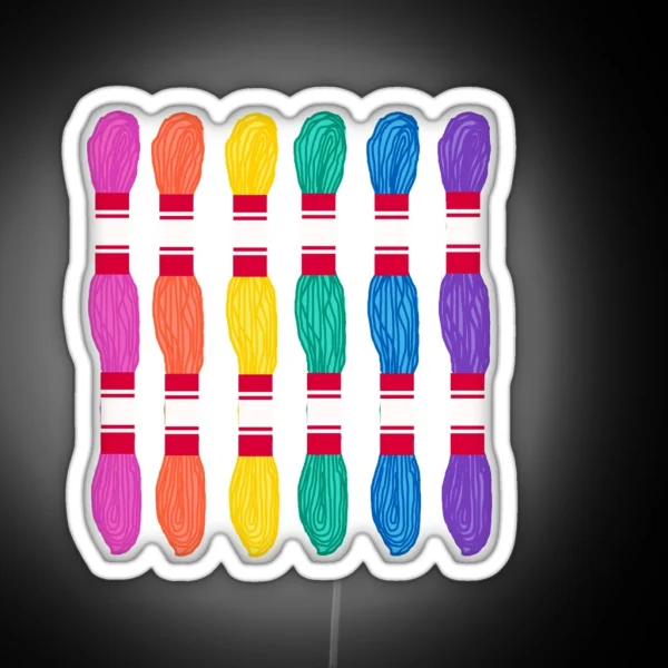 Rainbow Embroidery Floss Skeins RGB Neon Sign