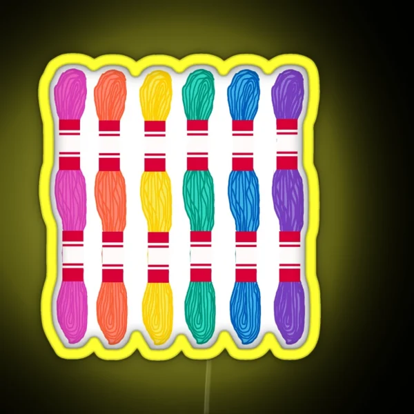 Rainbow Embroidery Floss Skeins RGB Neon Sign
