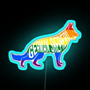 Rainbow German Shepherd Pride Pride Month LGBT Gifts Pride Flag GSD RGB Neon Sign