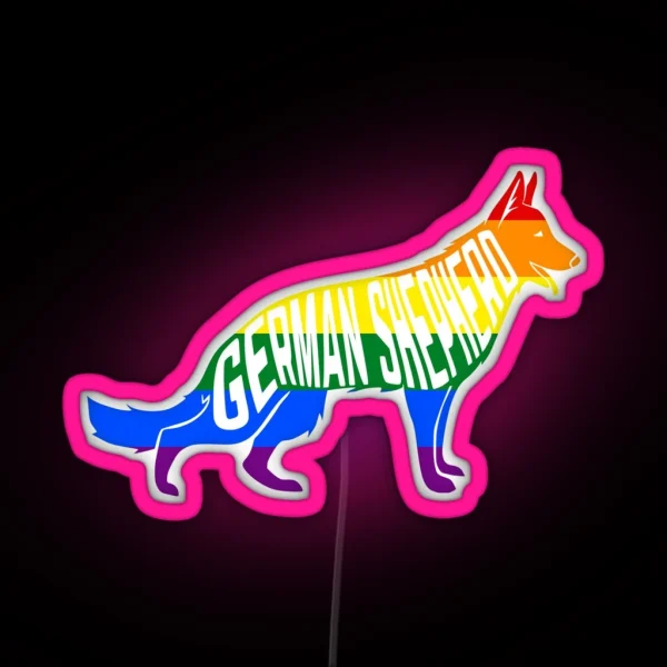 Rainbow German Shepherd Pride Pride Month LGBT Gifts RGB Neon Sign