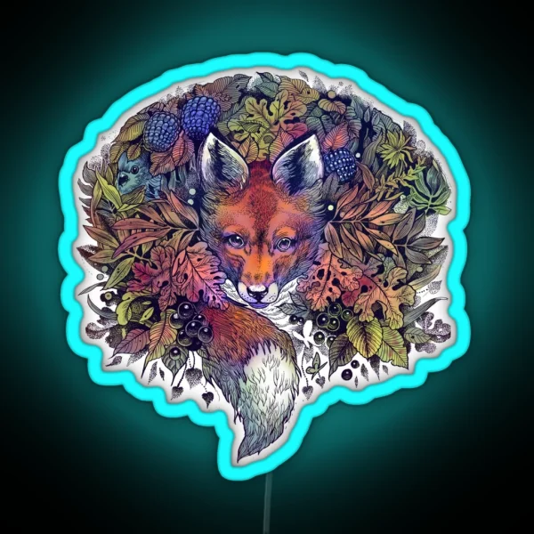Rainbow Hiding Fox RGB Neon Sign