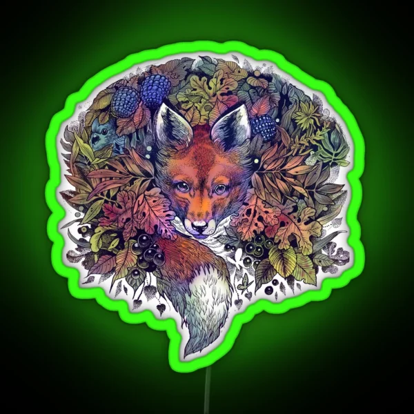 Rainbow Hiding Fox RGB Neon Sign