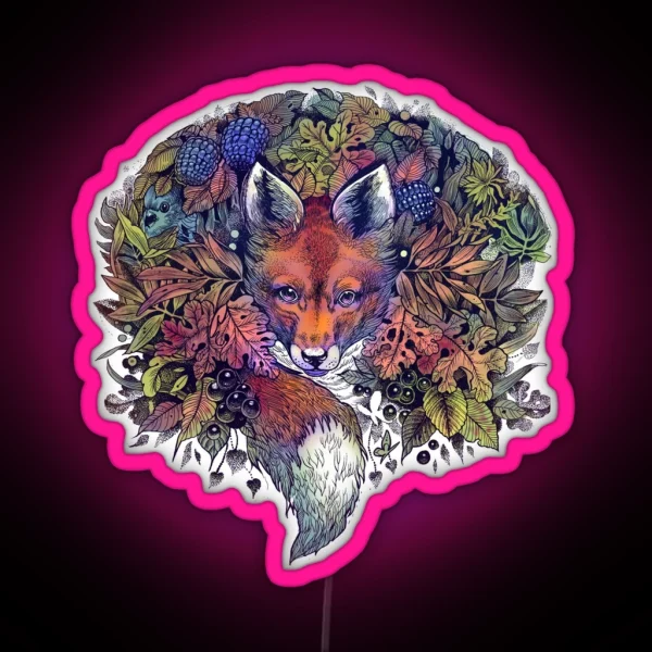 Rainbow Hiding Fox RGB Neon Sign