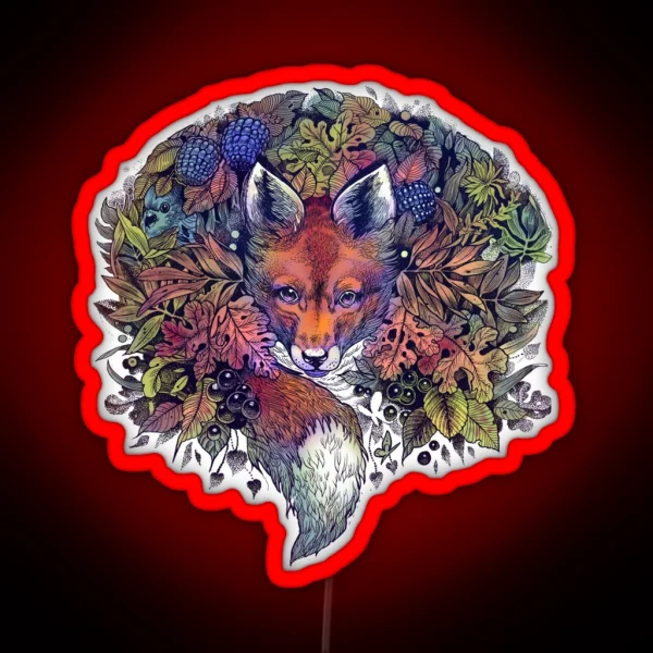 Rainbow Hiding Fox RGB Neon Sign