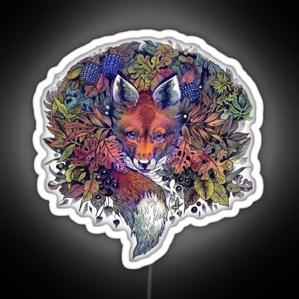 Rainbow Hiding Fox RGB Neon Sign