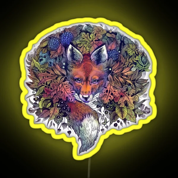 Rainbow Hiding Fox RGB Neon Sign