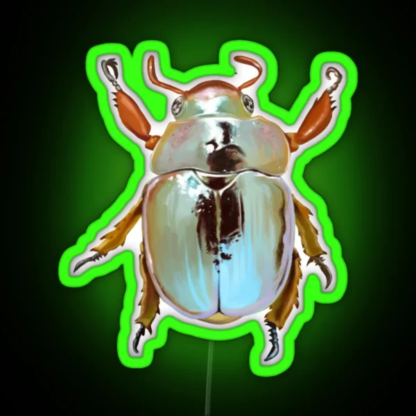 Rainbow Jewel Scarab Beetle RGB Neon Sign