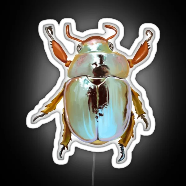 Rainbow Jewel Scarab Beetle RGB Neon Sign