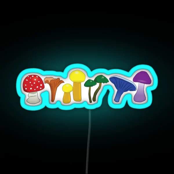 Rainbow Pride Mushrooms RGB Neon Sign