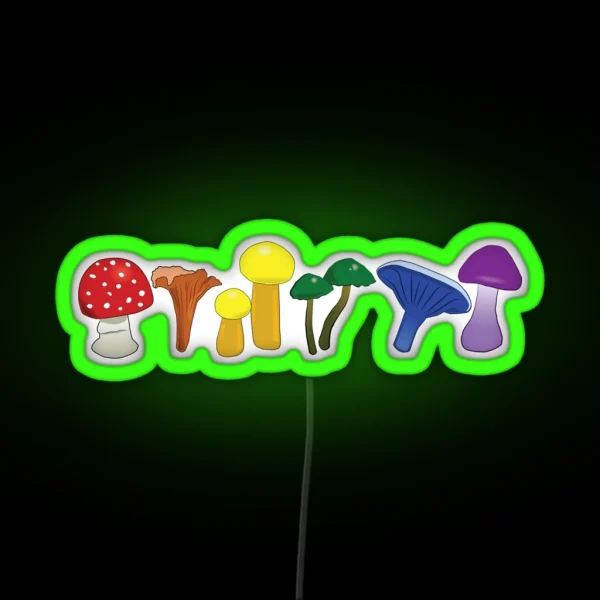 Rainbow Pride Mushrooms RGB Neon Sign