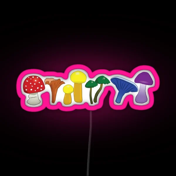 Rainbow Pride Mushrooms RGB Neon Sign