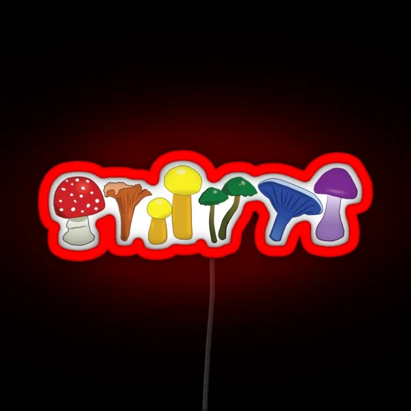 Rainbow Pride Mushrooms RGB Neon Sign