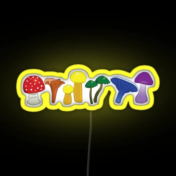 Rainbow Pride Mushrooms RGB Neon Sign