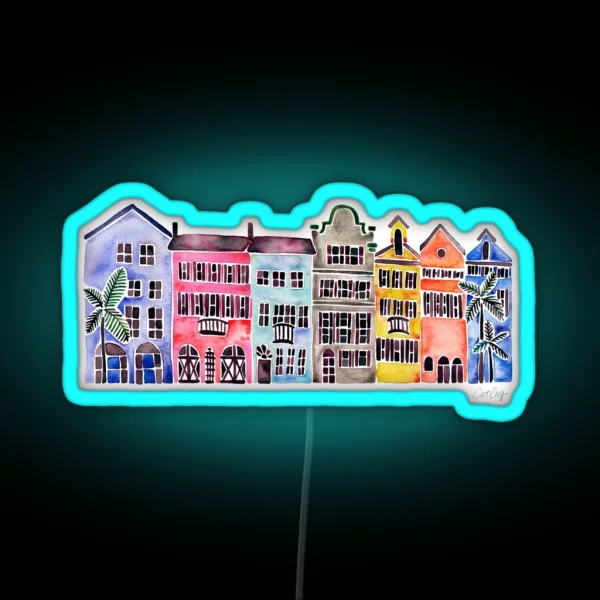Rainbow Row Charleston RGB Neon Sign