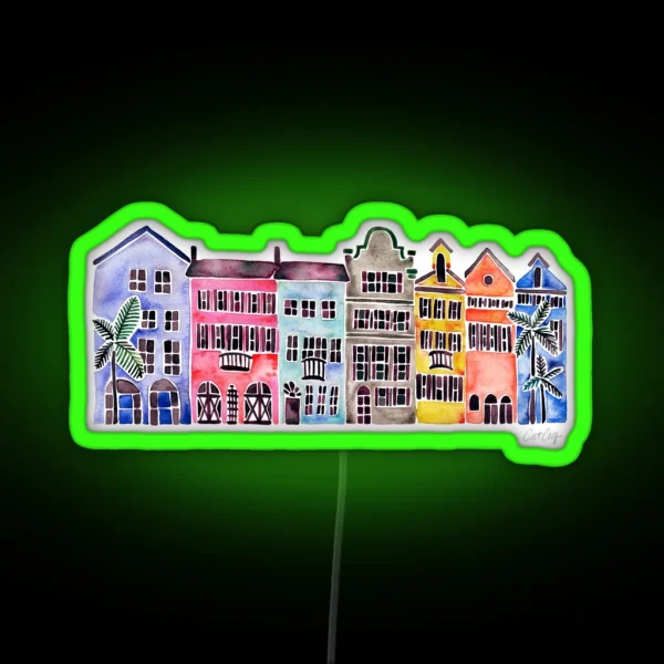 Rainbow Row Charleston RGB Neon Sign