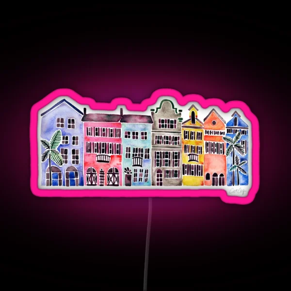 Rainbow Row Charleston RGB Neon Sign