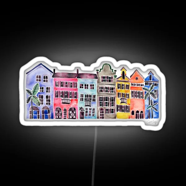 Rainbow Row Charleston RGB Neon Sign