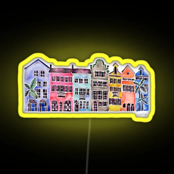Rainbow Row Charleston RGB Neon Sign