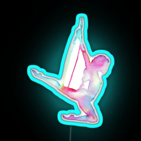 Rainbow Silhouette Aerial Lyra Hoop RGB Neon Sign