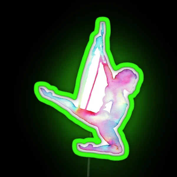Rainbow Silhouette Aerial Lyra Hoop RGB Neon Sign