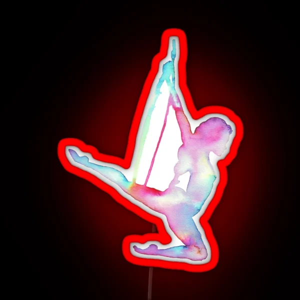 Rainbow Silhouette Aerial Lyra Hoop RGB Neon Sign